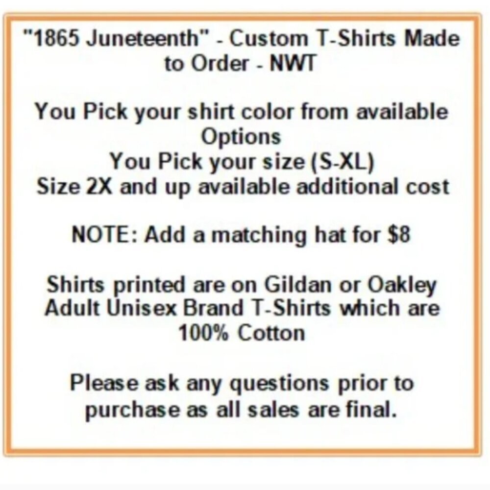 "1865 Juneteenth" - Custom T-Shirts Made to Order - NWT - Picture 8 of 9